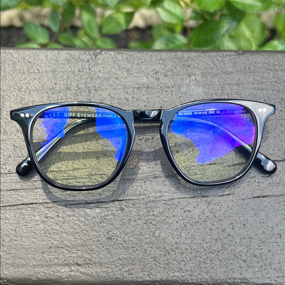 DIFF Maxwell Eyewear Glossy Black Blue Light Glasses